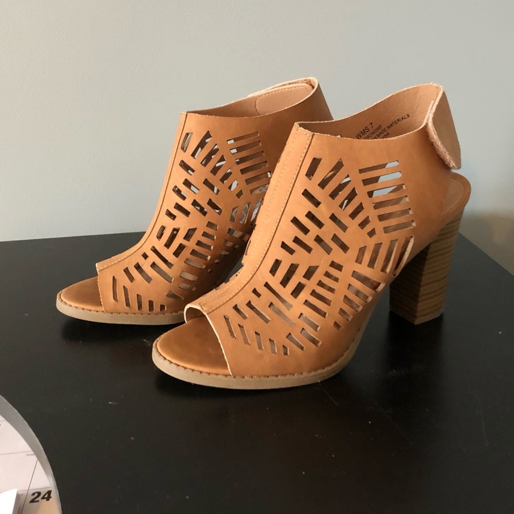 Tan Open Toe Booties